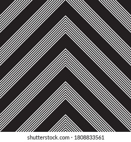 Color negro y blanco Chevron diagonal rayado fondo de patrón sin costura adecuado para textiles de moda, gráficos