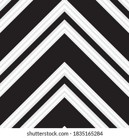 Black and white Chevron diagonal striped seamless pattern background suitable for fashion textiles, graphics