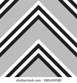Black and white Chevron diagonal striped seamless pattern background suitable for fashion textiles, graphics