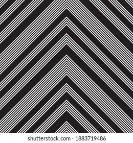 Black and white Chevron diagonal striped seamless pattern background suitable for fashion textiles, graphics