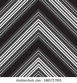 Black and white Chevron diagonal striped seamless pattern background suitable for fashion textiles, graphics