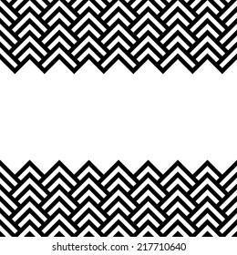 Black And White Chevron Geometric Horizontal Border Frame Background, Vector