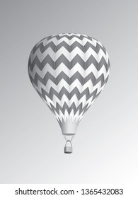 A black and white chevron pattern design hot air balloon in blue sky vector illustration