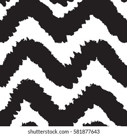 Black and white chevron seamless pattern. Vector hand drawn background