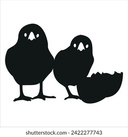 black and white chick silhouette