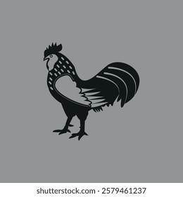 Black and white chicken hen animal hand design