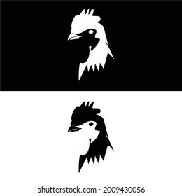black and white chicken icon and logo