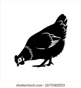 Vetor de Silhueta de Frango Preto e Branco
