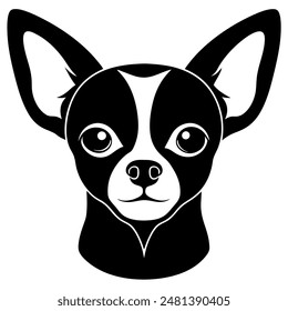 Black and white chihuahua silhouette on white background