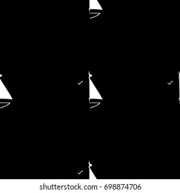 Black and white childish pattern with yacht silhouette. Light summer travel adventure pattern. Marine icon. Infinitely repeating motif.