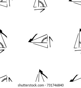 Black and white childish pattern with yacht silhouette. Light summer travel adventure pattern. Marine icon. Infinitely repeating motif. Retro yacht, ship, sailboat, boat transport pattern.
