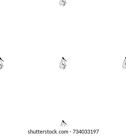 Black and white childish pattern with yacht silhouette. Light summer travel adventure pattern. Marine icon. Infinitely repeating motif. Retro yacht, ship, sailboat, boat transport pattern.