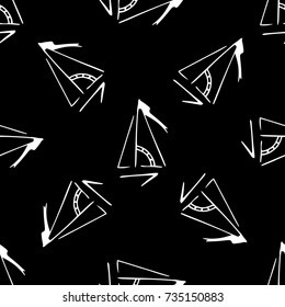 Black and white childish pattern with yacht silhouette. Light summer travel adventure pattern. Marine icon. Infinitely repeating motif. Retro yacht, ship, sailboat, boat transport pattern.