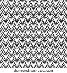 Black and white chinese seamless pattern. Vector illustration