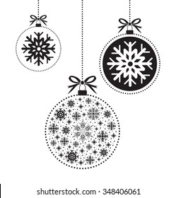 black and white christmas ball balls