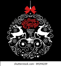 Black and White Christmas ball illustration.