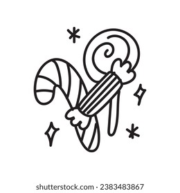 Black and white christmas candy vector. Editable. Suitable for design and illustration in Christmas Event