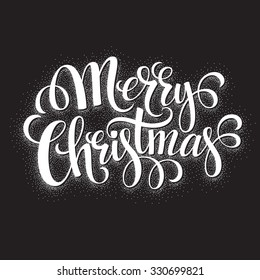 Black and White Christmas Card. Merry Christmas lettering EPS 10