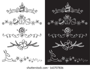 Black and white Christmas design elements