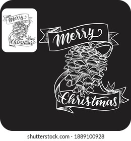 Black and white christmas design vector illustration and sticker design