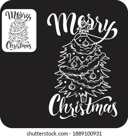 Black and white christmas design vector illustration and sticker design