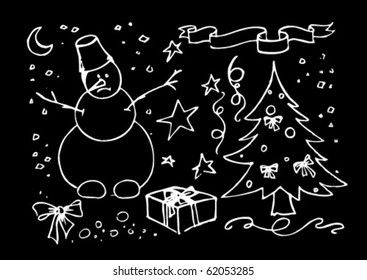black & white christmas doodles
