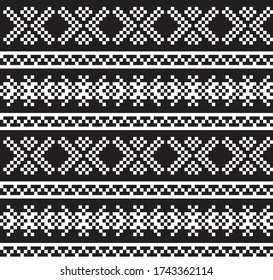 Black and White Christmas fair isle pattern background for fashion textiles, knitwear and graphics
