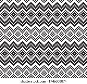 Black and White Christmas fair isle pattern background for fashion textiles, knitwear and graphics