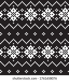 Black and White Christmas fair isle pattern background for fashion textiles, knitwear and graphics