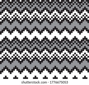 Black and White Christmas fair isle pattern background for fashion textiles, knitwear and graphics