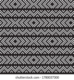 Black and White Christmas fair isle pattern background for fashion textiles, knitwear and graphics