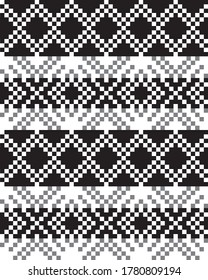 Black and White Christmas fair isle pattern background for fashion textiles, knitwear and graphics