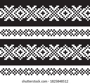 Black and White Christmas fair isle pattern background for fashion textiles, knitwear and graphics