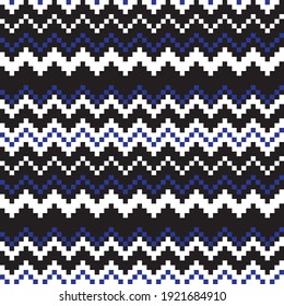 Black and White Christmas fair isle pattern background for fashion textiles, knitwear and graphics