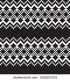 Black and White Christmas fair isle pattern background for fashion textiles, knitwear and graphics