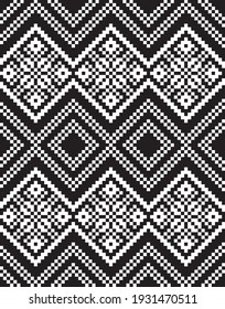 Black and White Christmas fair isle pattern background for fashion textiles, knitwear and graphics