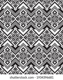 Black and White Christmas fair isle pattern background for fashion textiles, knitwear and graphics