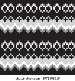 Black and White Christmas fair isle pattern background for fashion textiles, knitwear and graphics