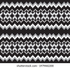 Black and White Christmas fair isle pattern background for fashion textiles, knitwear and graphics