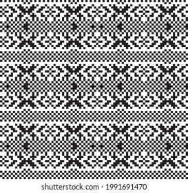 Black and White Christmas fair isle pattern background for fashion textiles, knitwear and graphics