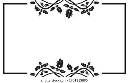 Black and White Christmas Frame Vector Illustration