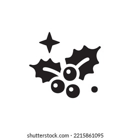 Black and white Christmas holly stencil in simple style vector for design and illustration