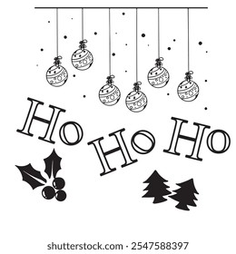 schwarz-weiße Weihnachtsbilder, Vektorgrafik