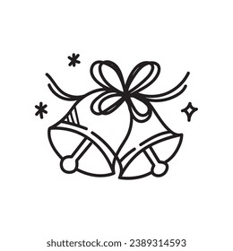 Black and white christmas jingle bells vector. Editable. Suitable for design and illustration in Christmas Event.