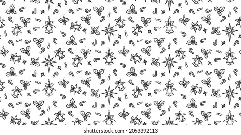 Black and white christmas and new year pattern