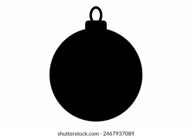 Black and white Christmas ornament isolated on white background. Holiday, decoration, festive season, simple design concept. Black silhouette of Christmas ball isolated on white background