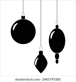 Black white christmas ornament silhouette Image