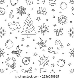 Black and White Christmas seamless pattern. Christmas wrapping paper concept