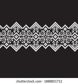 Black and White Christmas snowflake fair isle pattern background suitable for fashion textiles, knitwear and graphics