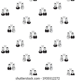 Black and White Christmas Snowman seamless pattern design for website graphics, fashion textile